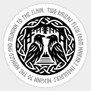 Valhalla Viking raven symbol with runes Sticker